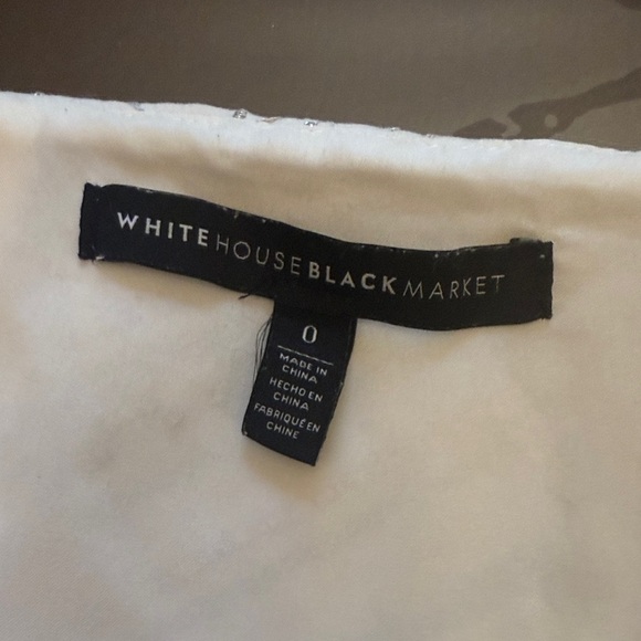 White House Black Market 0 White and Gold Geometric Pencil Skirt - Picture 9 of 11